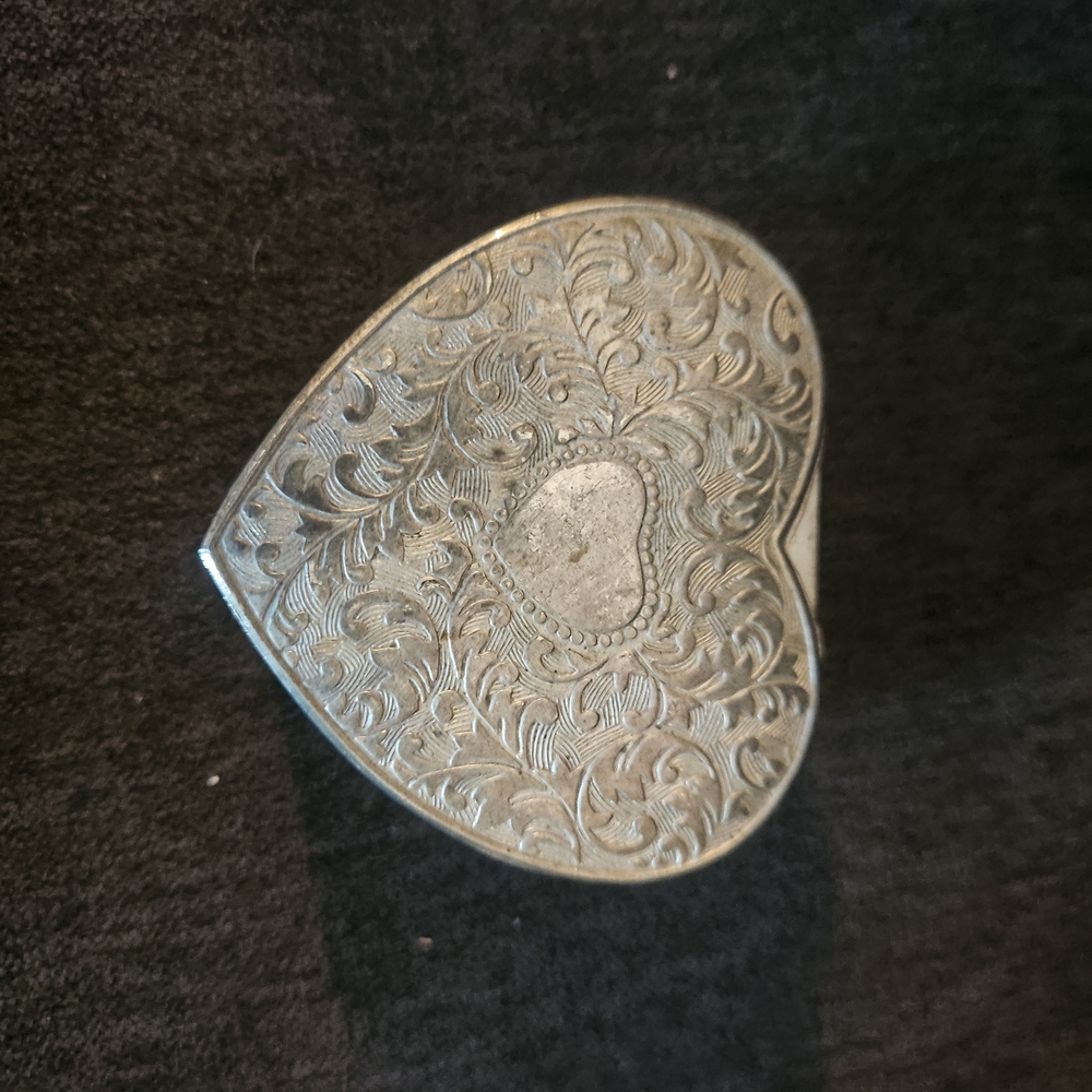 Silver Heart-Shaped Trinket Box